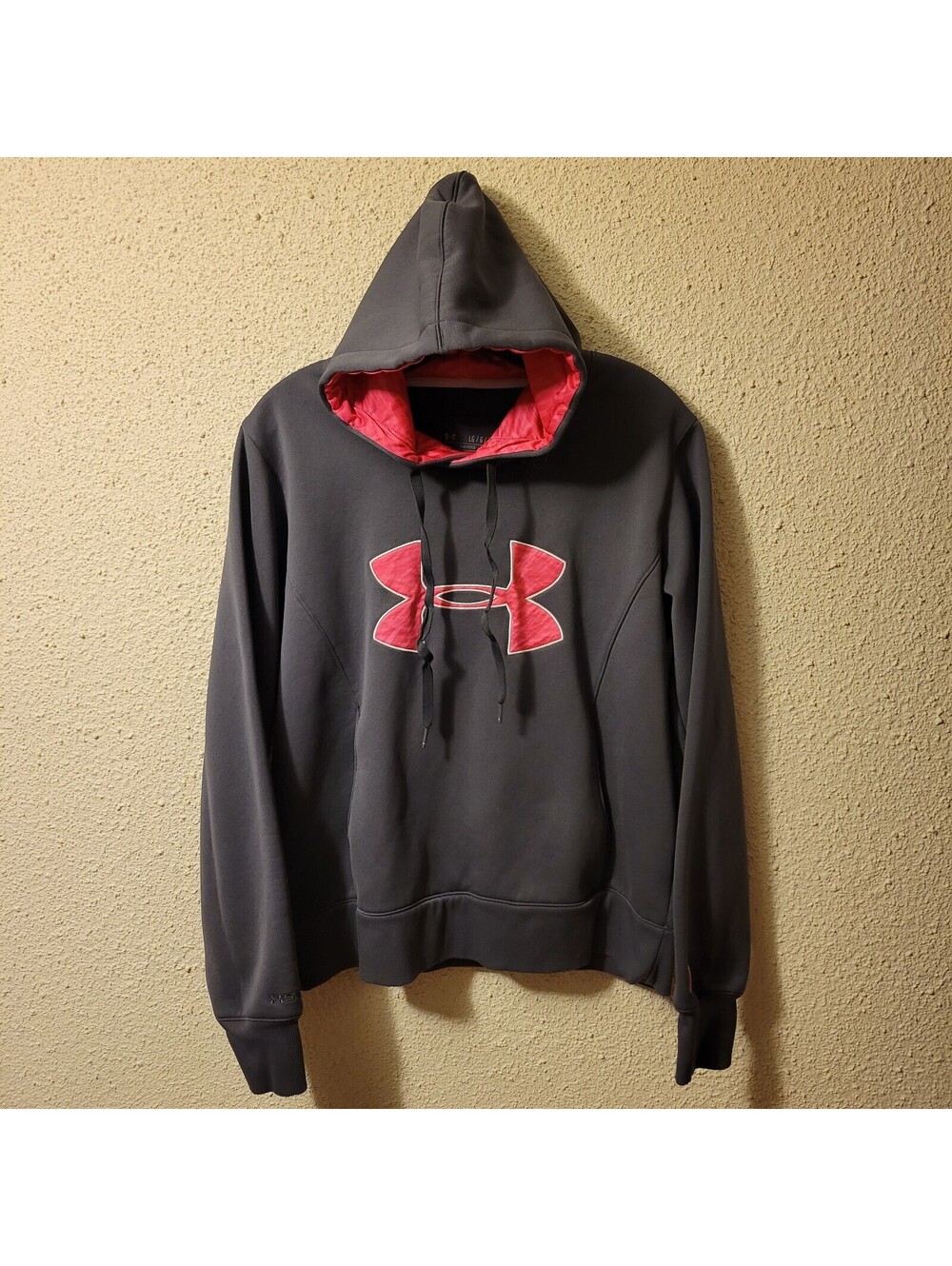 Under Armour Girls Large Storm Hoodie cold gear 1239149 gray pink Breast Cancer